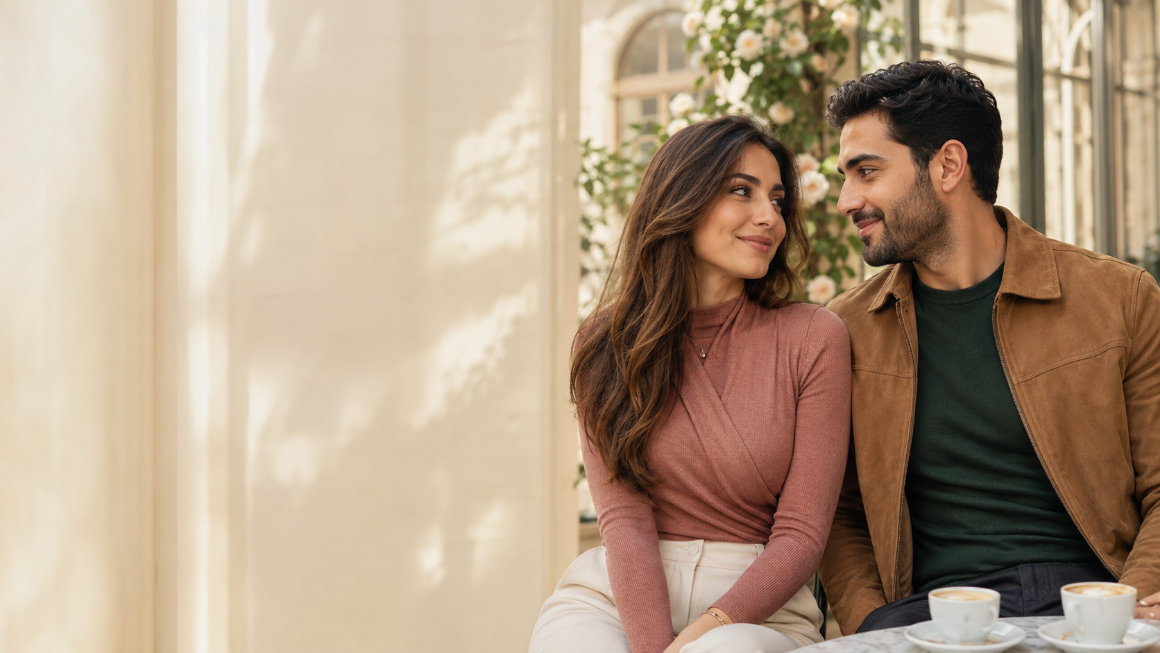 A marriage-minded Muslim couple enjoying a private coffee date